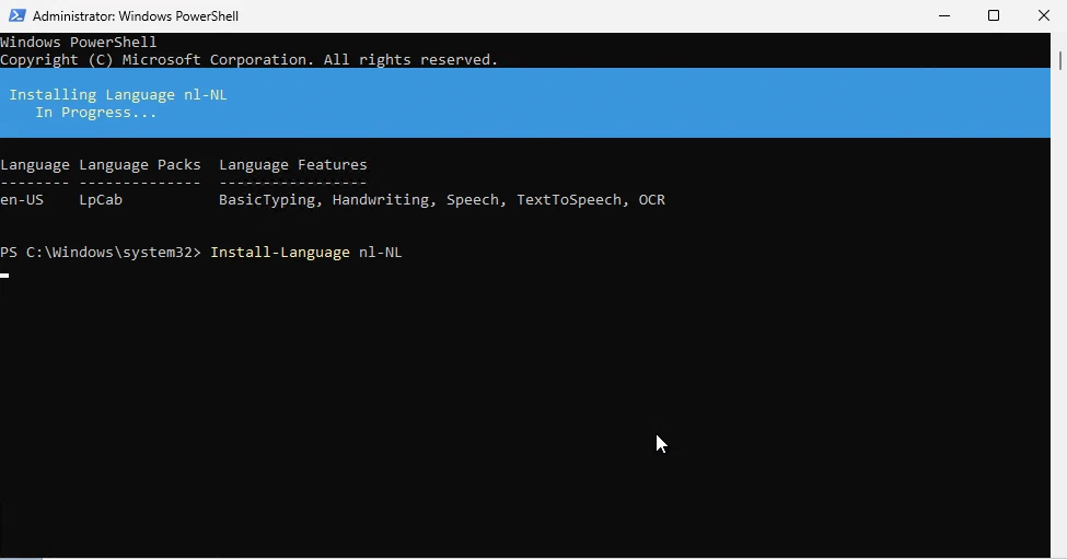 Install a new language