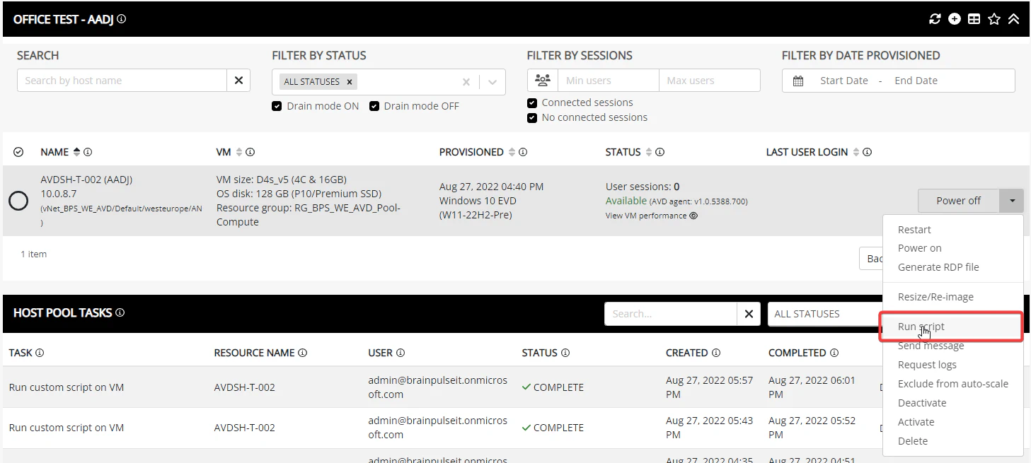 Nerdio Manager for Enterprise – Run script