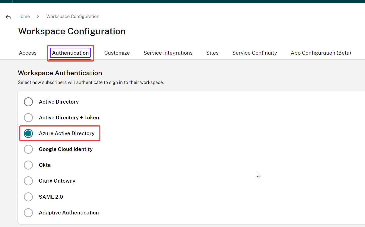 Citrix Cloud - Workspace authentication