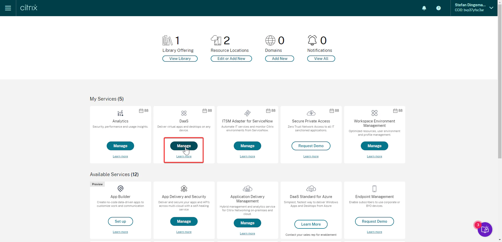 Citrix Cloud Portal