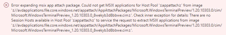Adding App attach package - No session hosts